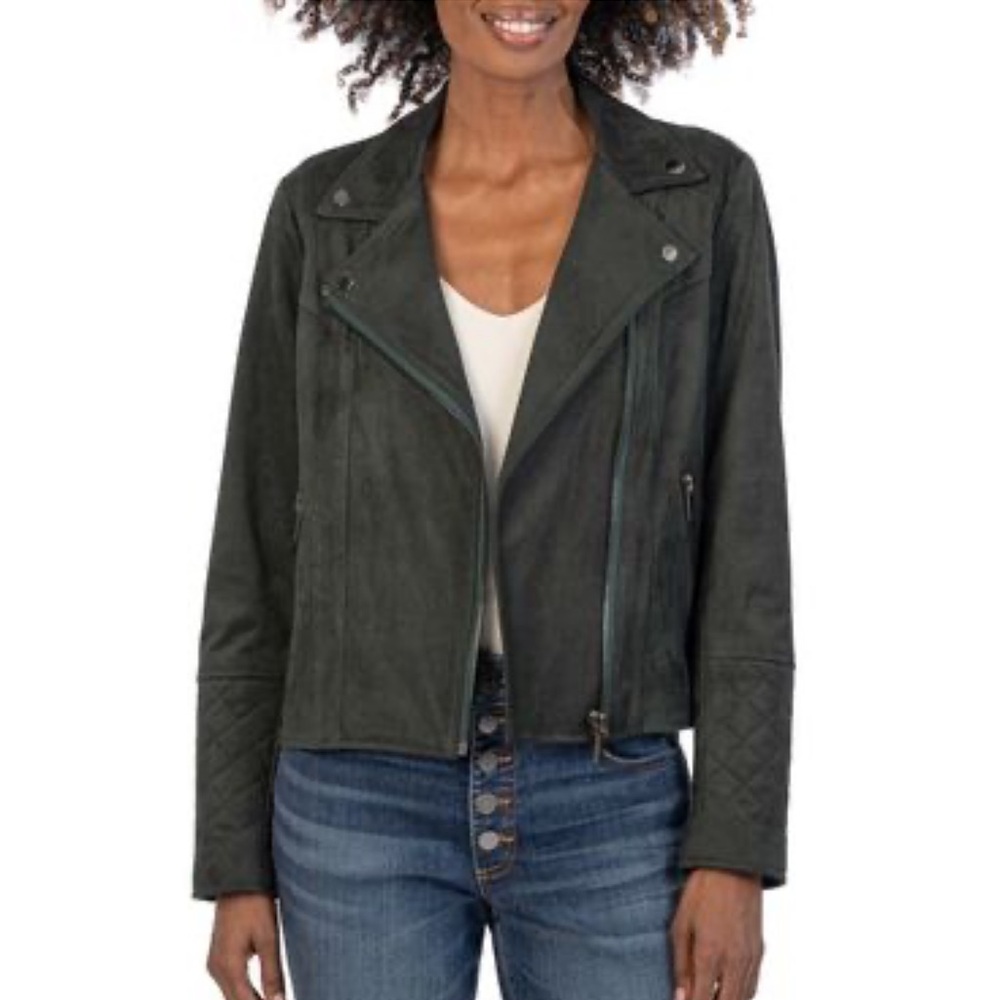 KUT from the Kloth NWOT Emma Faux‎ Suede Moto Jacket in Hunter / S